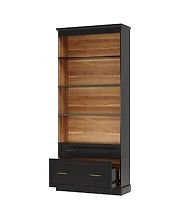 Tribesigns 5-Shelf Kitchen Pantry Cabinet with Drawers, 72" Tall Freestanding Pantry Organizer,5-Shelf Bookcase