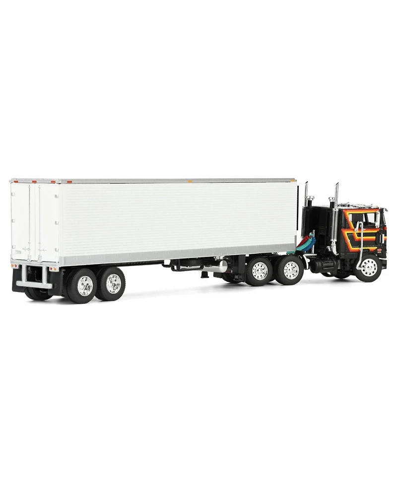 First Gear Dcp 1/64 Black Peterbilt 352 Coe 86in Sleeper Cab with White 40ft Vintage ThermoKing Reefer Trailer