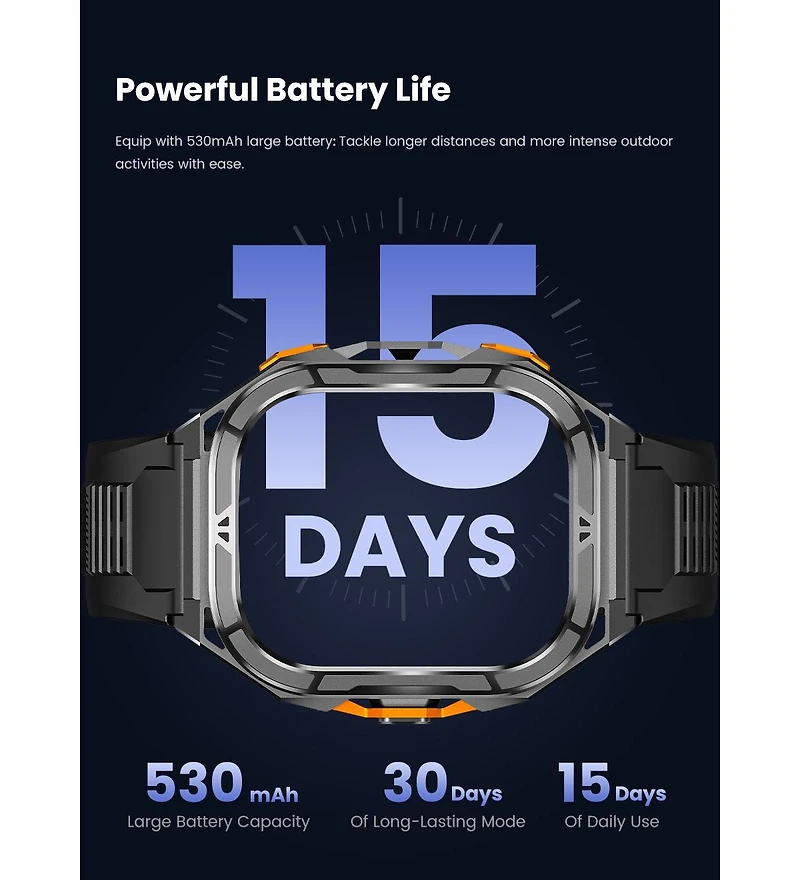 Ruxing Smart 1.96" Amoled Smart Watch for Women Men Outdoor Sport Multifunctional With Bluetooth Calling,Intelligent Reminder 5 Atm -Black