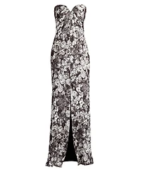 Tadashi Shoji Women's Carnie Strapless Floral Print Gown