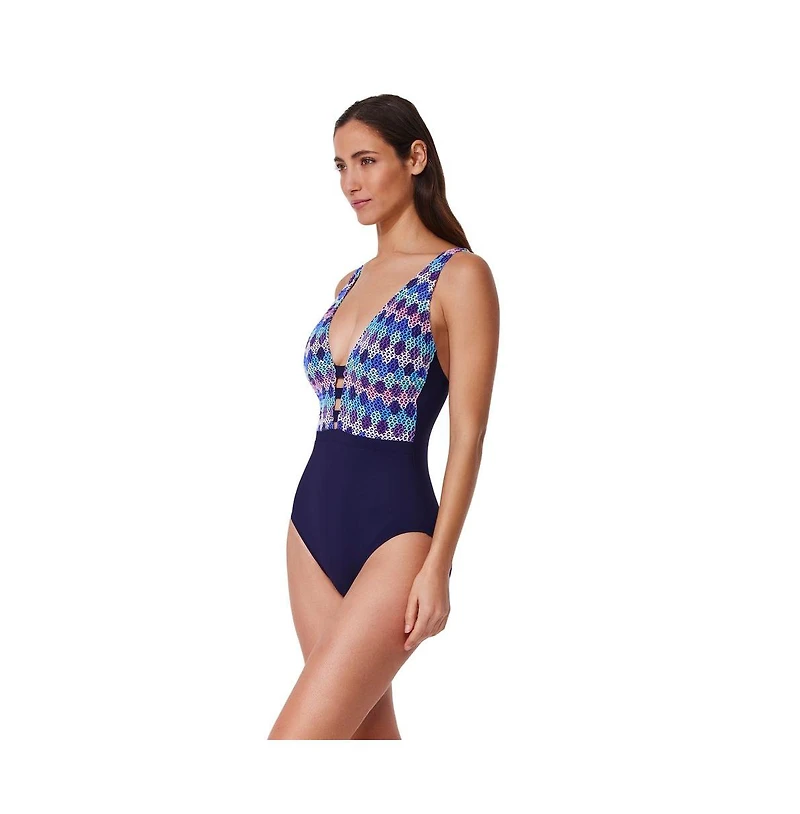Profile by Gottex Women's Retro Riviera Halter Netted Crochet One Piece