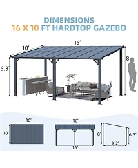 Aecojoy 16'x10' Wall Mounted Gazebos Pergola