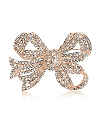 Bling Jewelry Set of 2 Victorian Style Crystal Filigree Ribbon Brooch Pin Rose Gold Plated