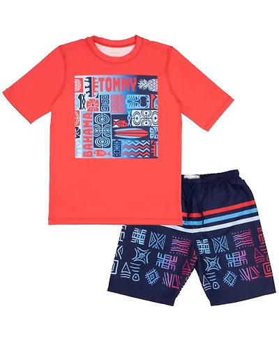 Tommy Bahama Boys Rash Guard and Swim Trunks 2-Piece Swimsuit Set