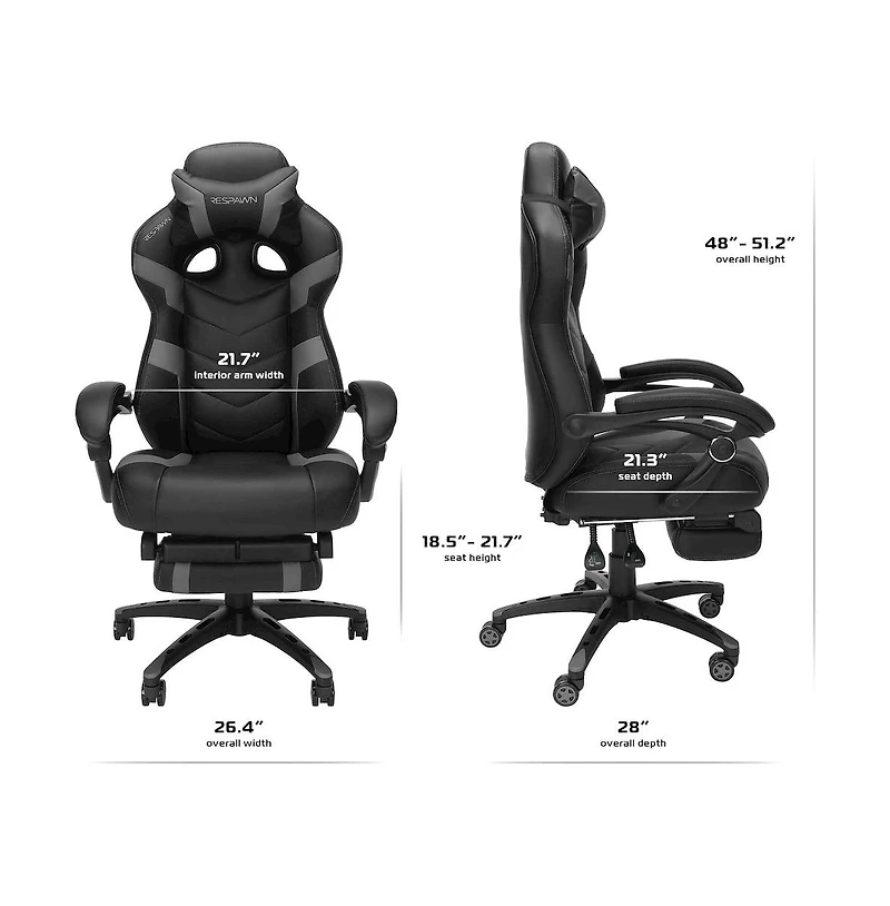 Respawn Gaming Chairs For Adults With Headrest Pillow - Grey