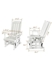 Wooden Patio Glider for One Person, with High Back and Deep Contoured Seat, Solid Fir Wood, Heavy Duty 600 Lbs (Deep Brown, 1-Seater)