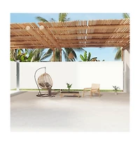 Side Awning Cream Polyester, Steel, Aluminum Large Retractable