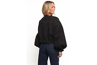 Petal and Pup Women's Yuki Tonal Embroidered Flower Jacket - Black L