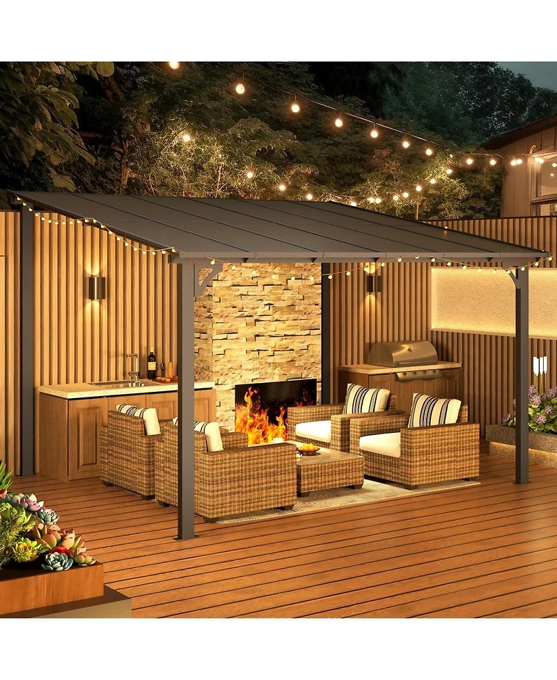 Aecojoy 12'x10' Wall Mounted Gazebos Pergola