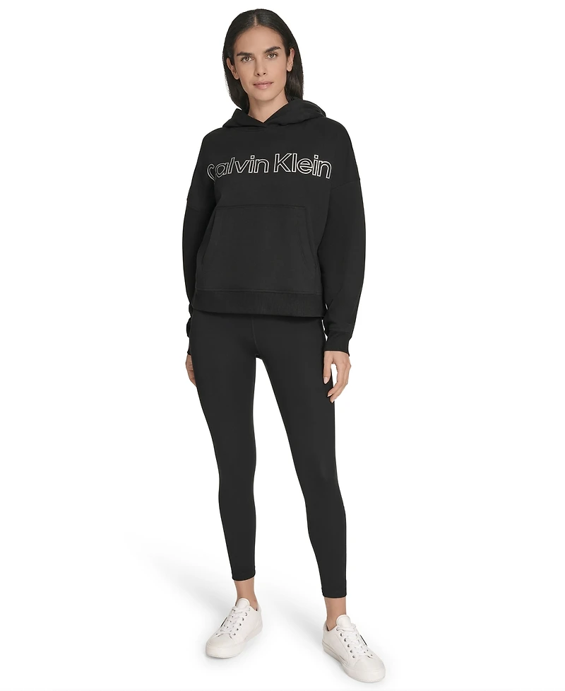 Calvin Klein Women's Performance Metallic Outline Logo Fleece Hoodie