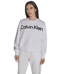 Calvin Klein Women's Performance Flocked Logo Pull-On Sweatshirt