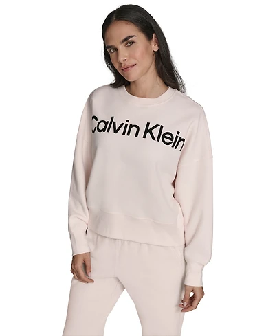 Calvin Klein Women's Performance Flocked Logo Pull-On Sweatshirt