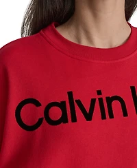 Calvin Klein Women's Performance Flocked Logo Pull-On Sweatshirt