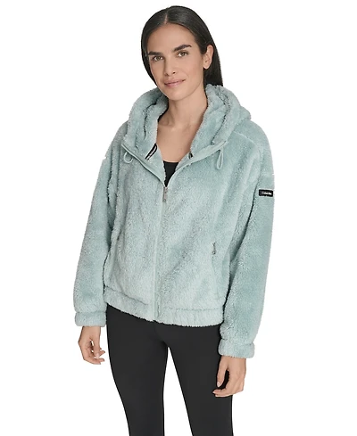 Calvin Klein Women's Performance Oversized Hooded Sherpa Jacket