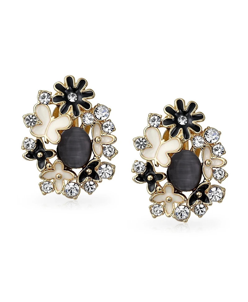 Bling Jewelry Set of 2 Pink Purple Black White Button Style Clip-On Earrings for Non-Pierced