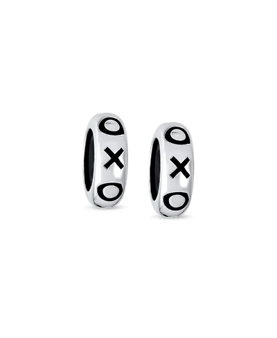 Bling Jewelry Set of 2 Valentine Xo Clasp Spacer Charm Bead Black Rubber Oxidized Silver