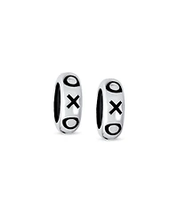 Bling Jewelry Set of 2 Valentine Xo Clasp Spacer Charm Bead Black Rubber Oxidized Silver