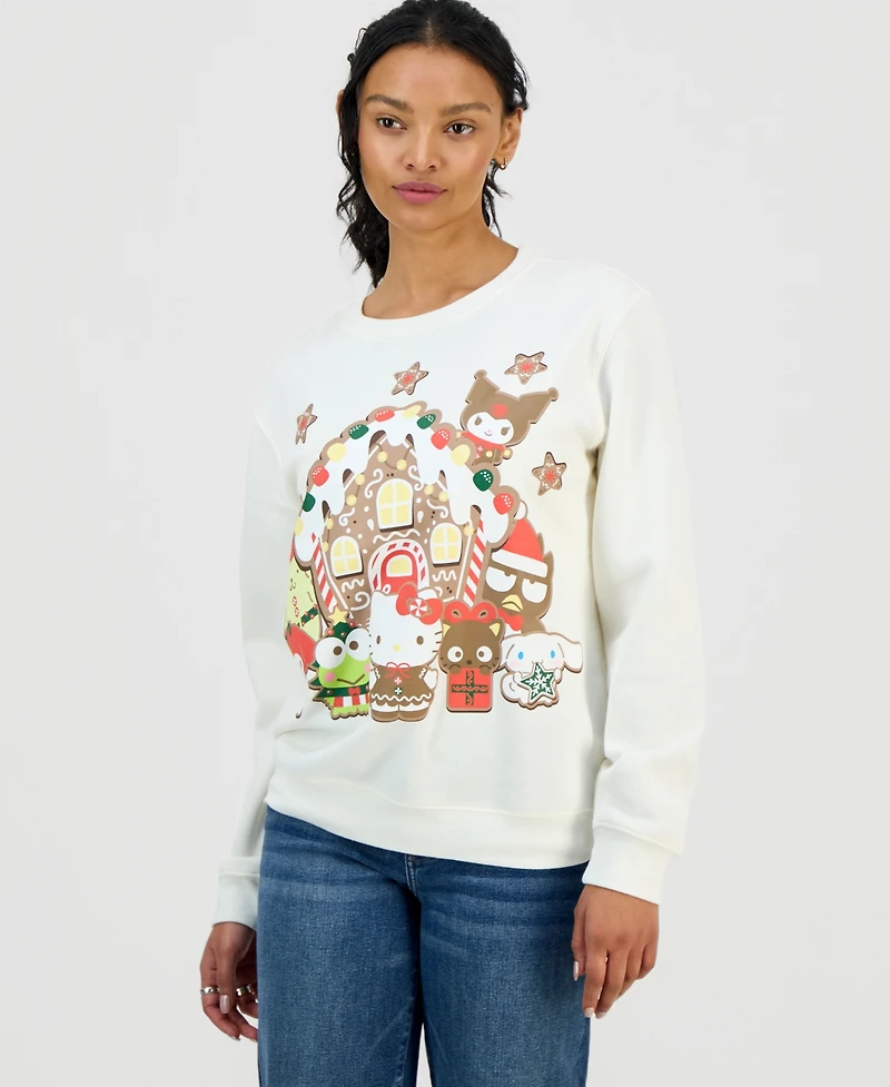 Love Tribe Juniors' Hello Kitty Gingerbread Crewneck Sweatshirt