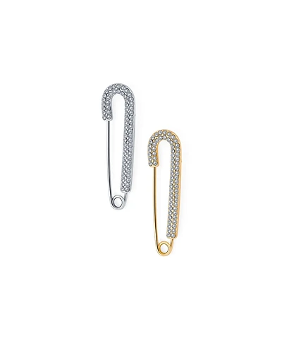 Bling Jewelry Set of 2 Crystal Candy Cane Safety Pin Brooch Pin Gold Silver Plated 2 Inch