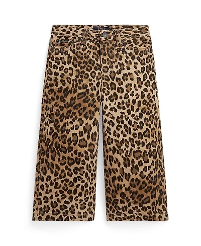 Polo Ralph Lauren Girls 2T-6X Leopard-Print Wide Leg Jeans