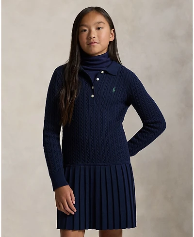 Polo Ralph Lauren Girls 7-16 Mini-Cable Long Sleeve Sweater Dress