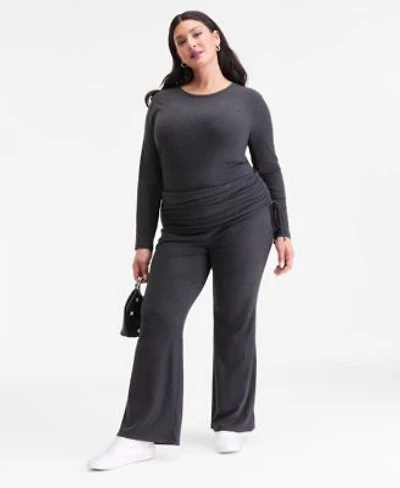 I.N.C. International Concepts Plus Size Tie Ruched Top Fold Over Waist Pants Macys Exclusive