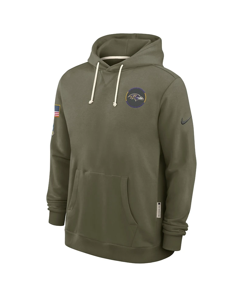 Nike Men's Olive Baltimore Ravens 2025 Salute to Service Dominant Force Pullover Hoodie