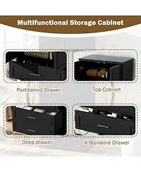 Lovmor 72inch Tall Freestanding Bathroom Cabinet with 3 Drawers Partitioned Standard Deep Adjustable Shelf Modern Elegant Style Soft Close Doors