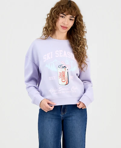 Grayson Threads, The Label Juniors' Diet Coke Bow Fleece Crewneck Sweatshirt