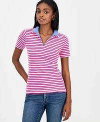Nautica Women's Cotton Double-Collar Polo T-Shirt