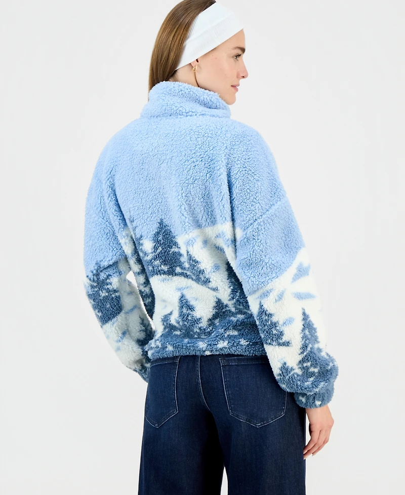 Sincerely Jules Juniors' Printed Sherpa Fleece Quarter-Zip