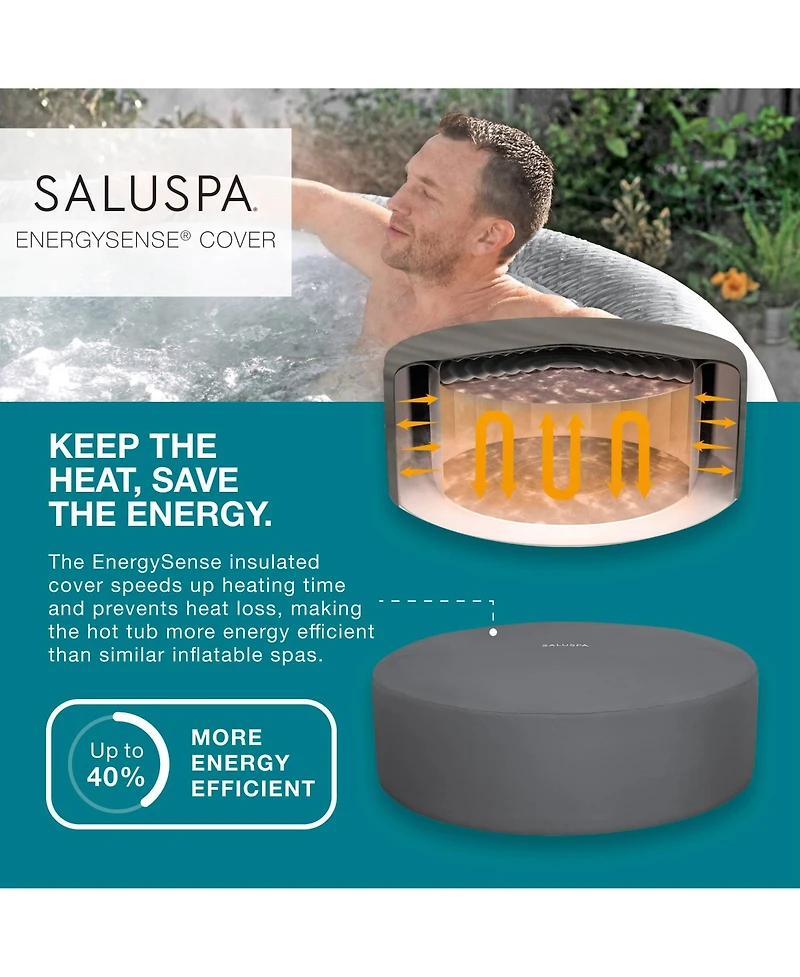 Bestway SaluSpa Honolulu AirJet Inflatable Hot Tub with EnergySense Cover, Grey