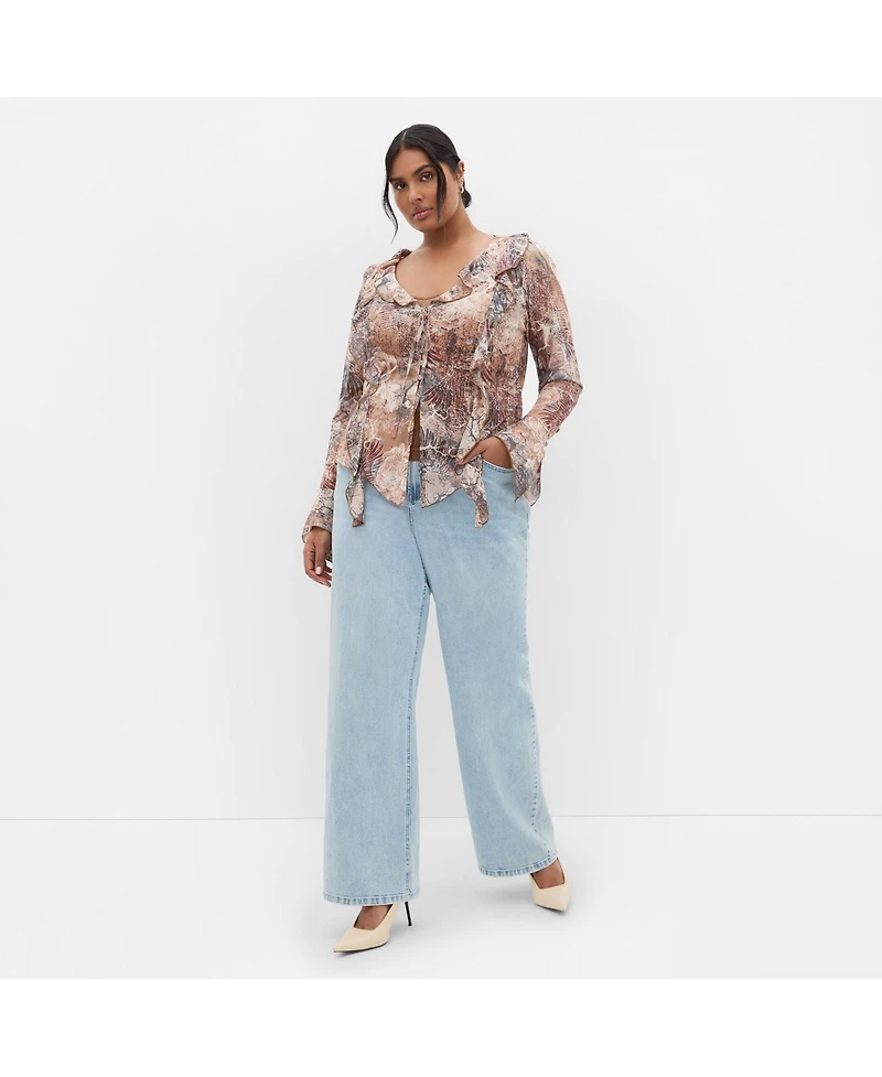 City Chic Women's Vivid Mesh Print Top