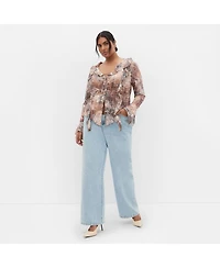 City Chic Women's Vivid Mesh Print Top