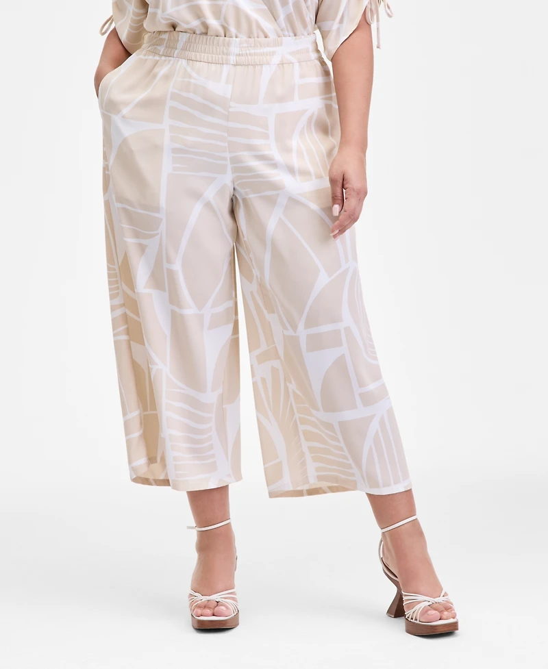 I.n.c. International Concepts Plus Printed Pull-On Crop Pants, Macy's Exclusive