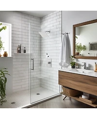 Rainsken Shower Faucet Set with Storage Rack 8-inch Rain Shower Head Shower Decoration Kit with Single Spray Shower Head Brushed Nickel