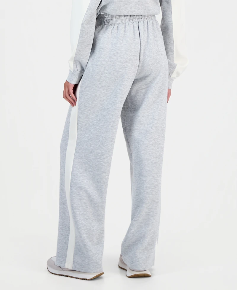 Tinseltown Juniors' Printed High-Rise Side-Stripe Scuba Pants