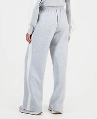 Tinseltown Juniors' Printed High-Rise Side-Stripe Scuba Pants