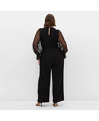 City Chic Women's Plus Alannah Mesh Sleeve Jumpsuit