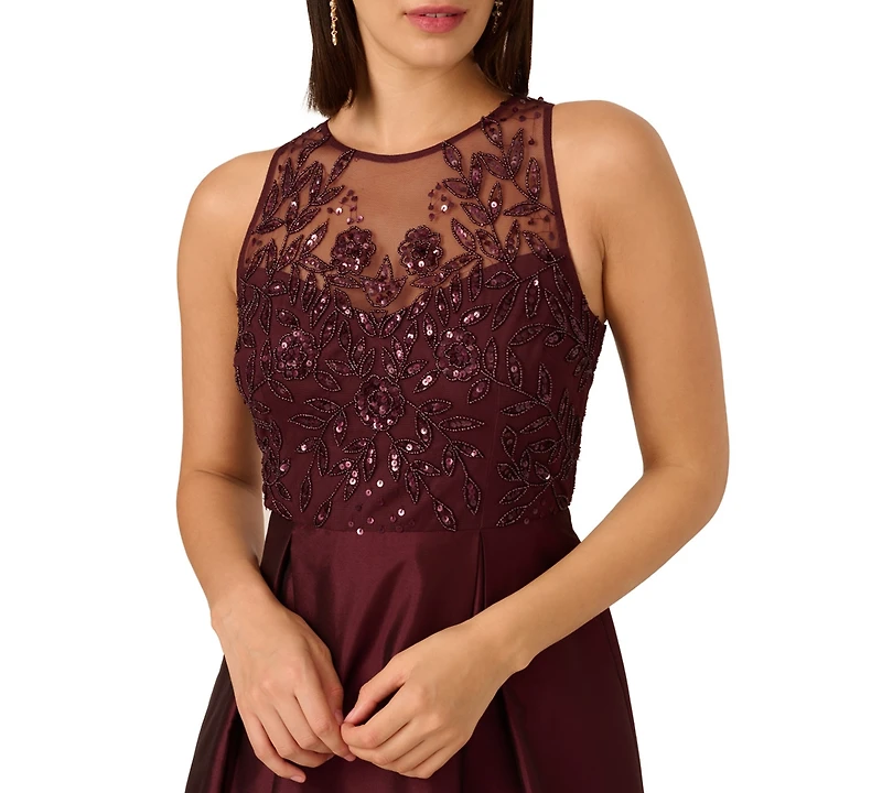 Adrianna Papell Women's Beaded Taffeta Ball Gown