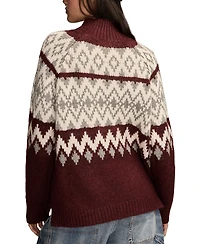 Lucky Brand Women's Fair Isle Mock-Neck Sweater