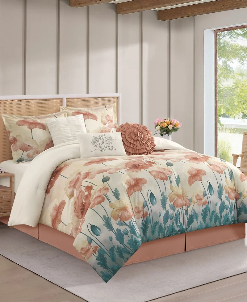 Stratford Park Jade Floral 7-Pc. Comforter Set