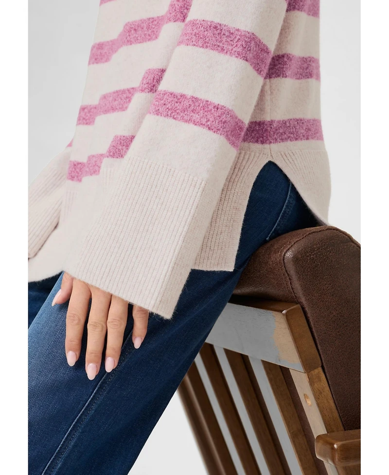 Olsen Striped 1/4 Zip Mock Neck Sweater