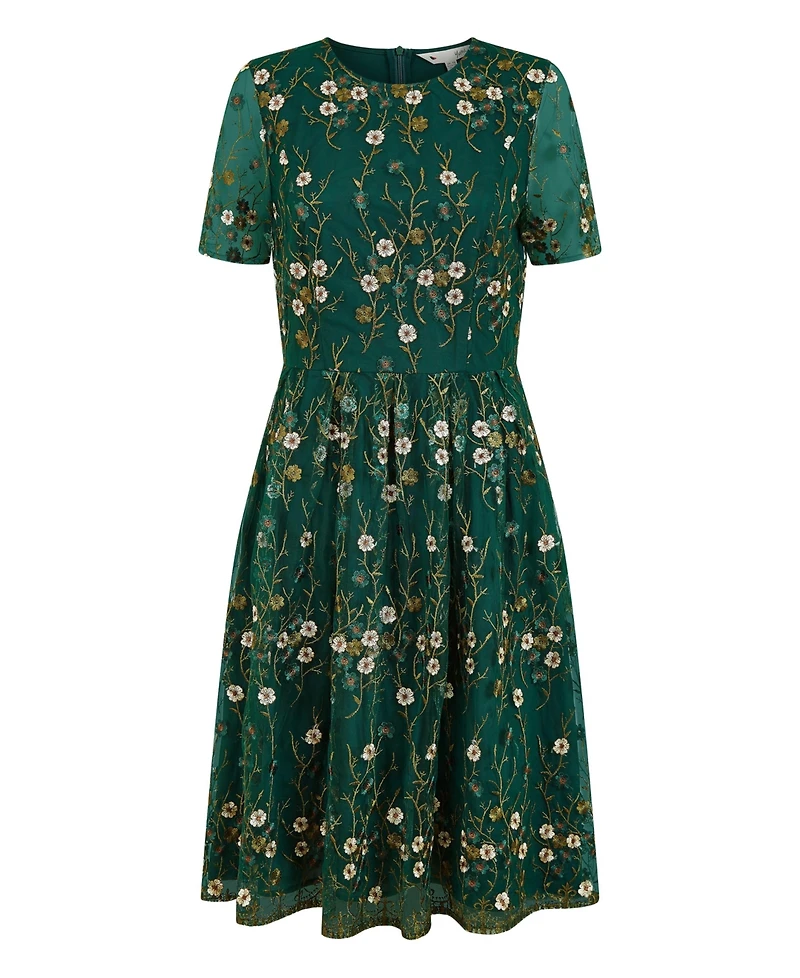 Yumi Women's Embroidered Floral Skater Dress