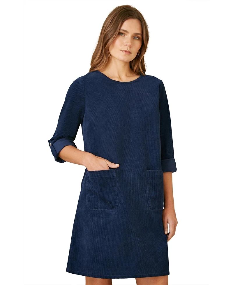 Yumi Women's Cord Tunic Dress With Pockets