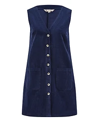 Yumi Women's Cord Button Through Pinafore Dress