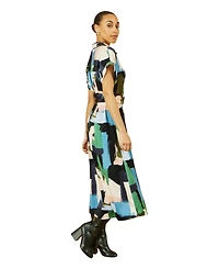 Yumi Women's Brushstroke Print Relaxed Shirt Dress