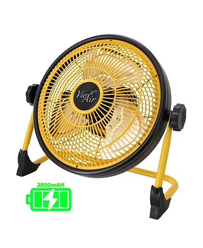Vie Air 12 Inch Rechargeable Indoor/Outdoor Floor Fan (IPX4 Rated) in Yellow