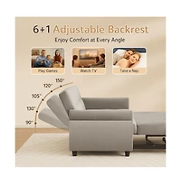 Maison Boucle 2-Seater Velvet Loveseat Sleeper Sofa Bed, Pull-Out Convertible Couch with Scroll Arms & Adjustable Backrest for Small Spaces