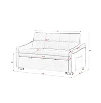 Velvet Loveseat Sleeper Sofa Bed with Usb & Type-c Charging, Adjustable Backrest, Pull-Out for Small Spaces-Maison Boucle